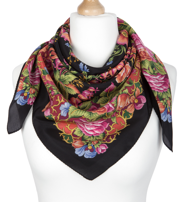 13 Foulard "Le Russe" Pavlovoposad 100% soie naturelle