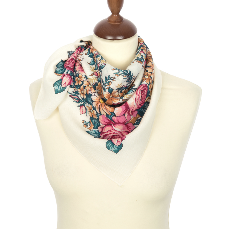 14 Foulard "Danse des Fées" Pavlovoposad 100% laine