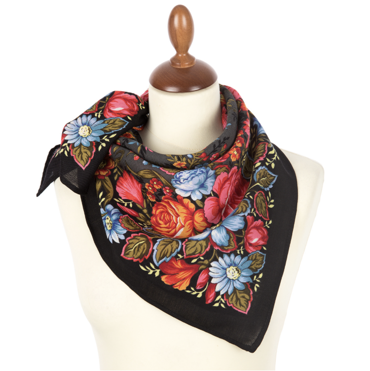 16 Foulard "Rêve précieux" Pavlovopossad 100% laine