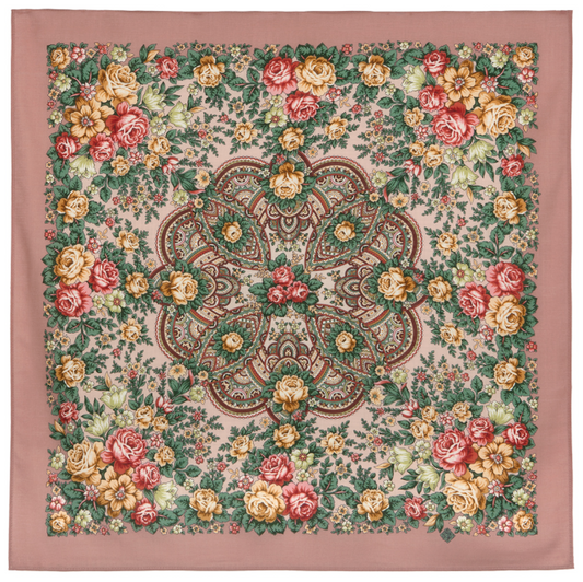 30 Foulard Pavlovposad  "Nymphe des Fleurs" 100% laine